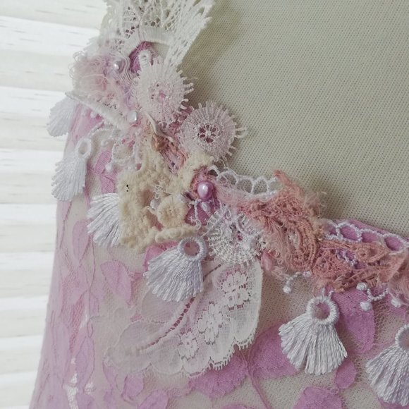 Handmade Fairycore Amethyst violet faerie lace dress - Picture 6 of 9
